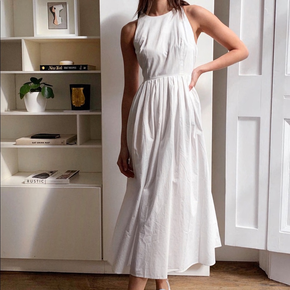 Flowy Pleated Racerback Dress NEW Sz 0 XS White